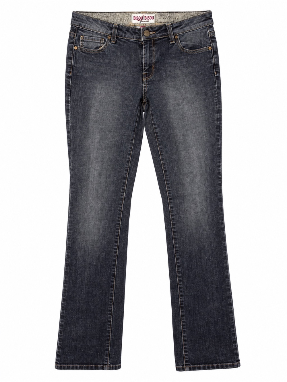 Bisou Bisou Womens Size 8 Gray Denim Jeans Straight Leg Mid Rise